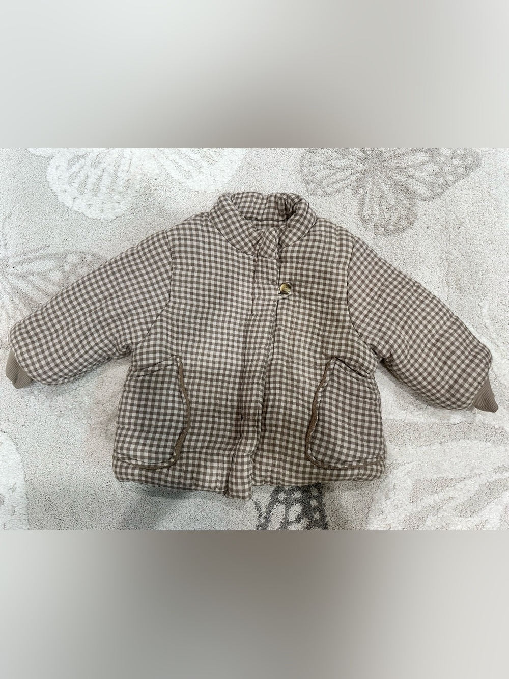 Toddler Brown Gingham Puffer Jacket